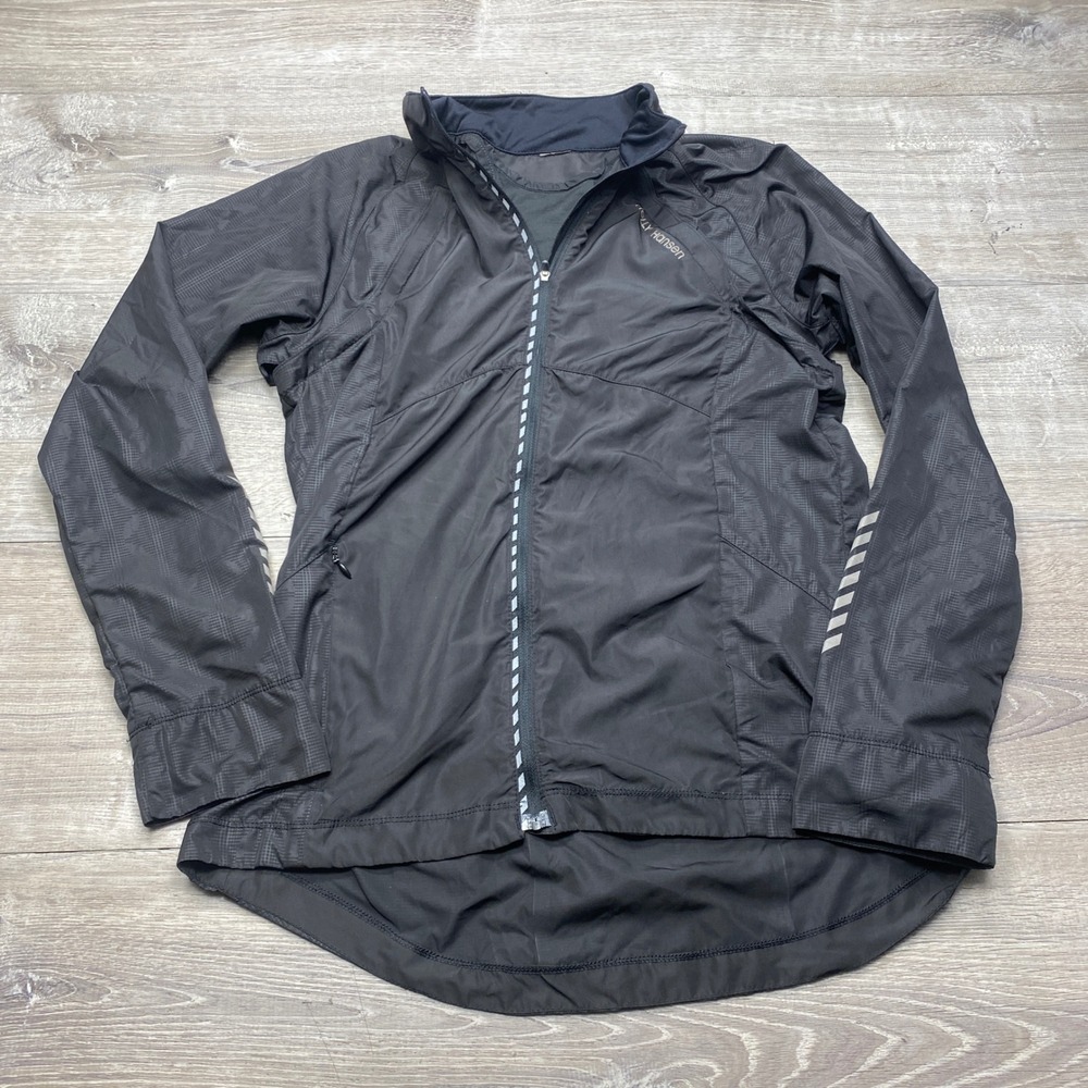 Helly Hansen Cycling Jacket‎ Womens M Black Zip Off Sleeves Vest Reflective Bike